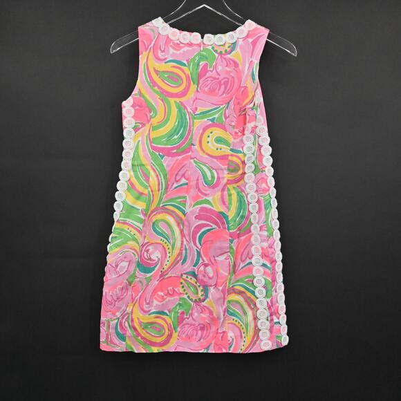 LILLY PULITZER Mila All Nighter Flamingo Dress Size 2 Crochet Lace Detail Shift‎ - Picture 3 of 13